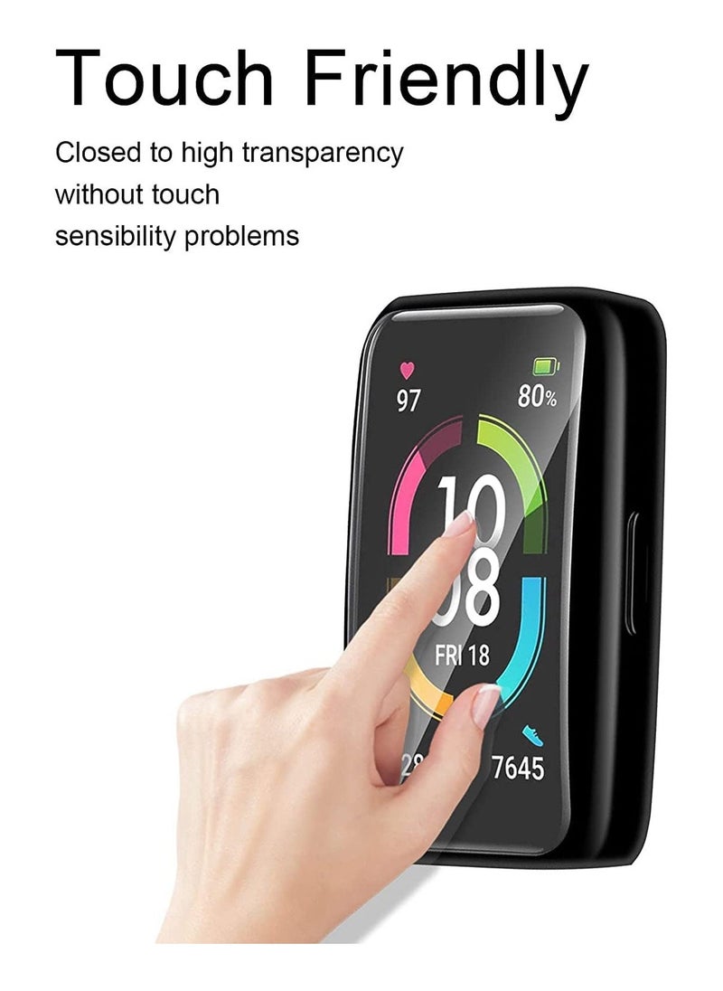[2 Pack] Protective Cover compatible with HUAWEI Band 6/HUAWEI Band 7 Case TPU Case with Screen Protector [AntiScratch] DropProof Waterproof Silicone TPU Cover  Black  Transparent - Image 3