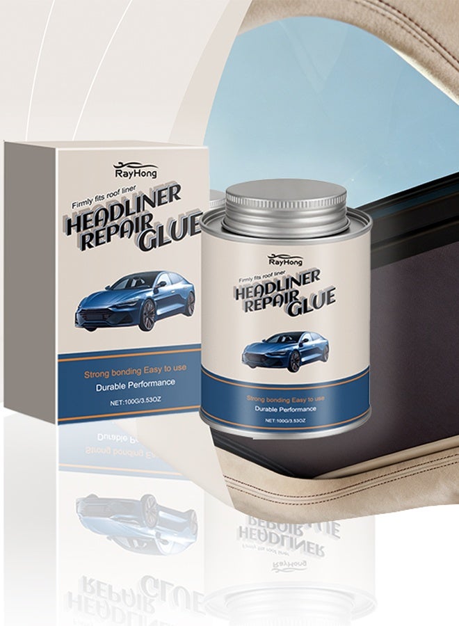 رايهونغ غراء بطانة سقف السيارة 3.53 أونصة، لاصق قوي لتنجيد السيارات مع فرشاة، إصلاح شفاف، مناسب للأقمشة والجلد - Image 1