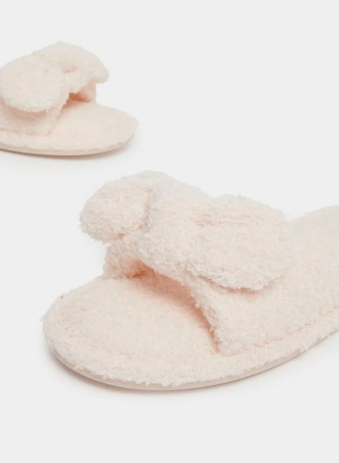 Styli Styli Bow Detail Textured Slip-On Slippers