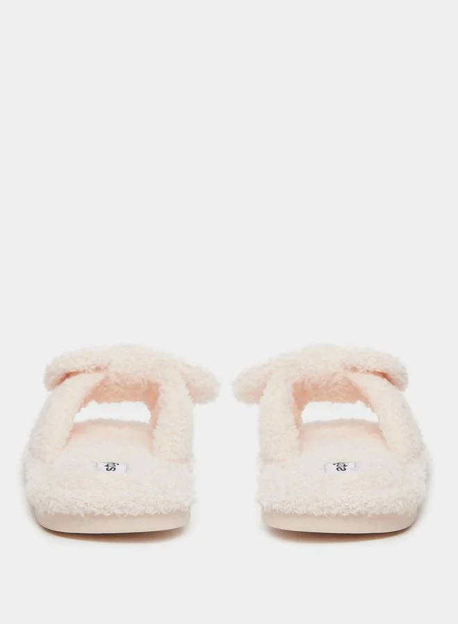 Styli Styli Bow Detail Textured Slip-On Slippers