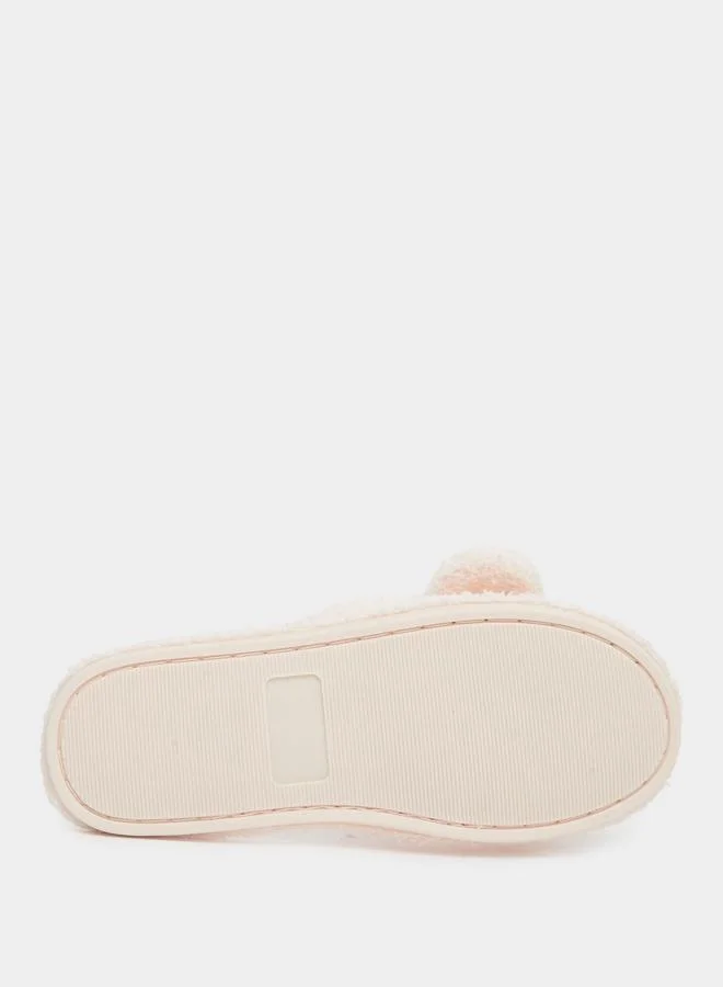 Styli Styli Bow Detail Textured Slip-On Slippers