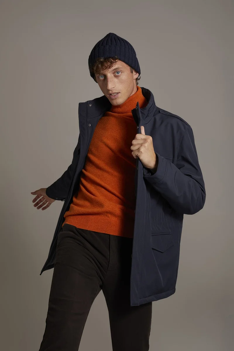 Turtleneck lambswool blend sweater - Tangerine
