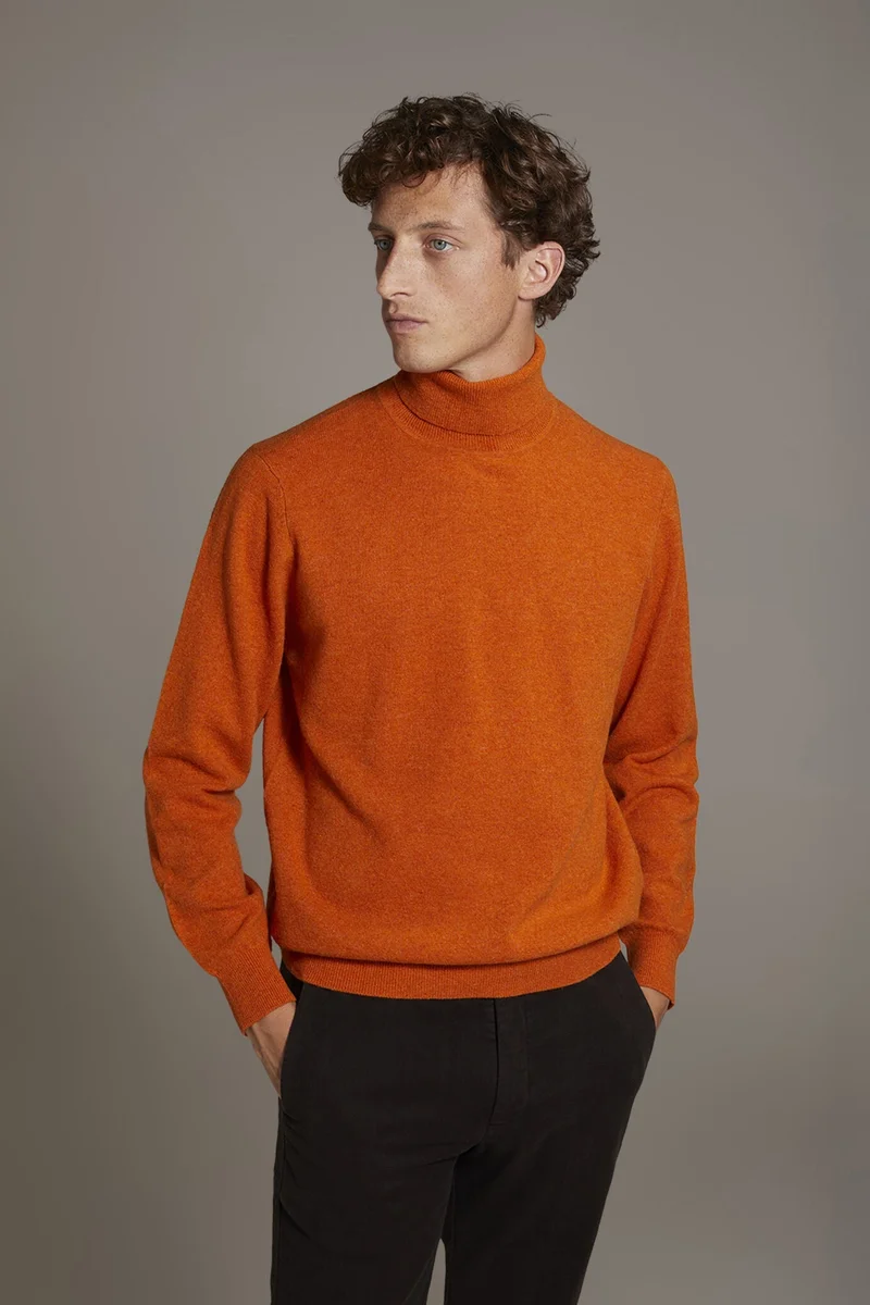 Doppelganger Turtleneck lambswool blend sweater - Tangerine