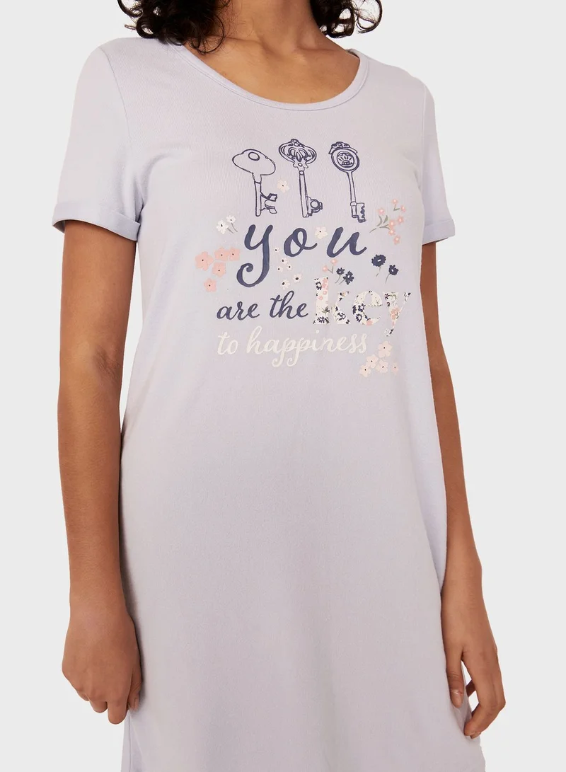 La Vie en Rose Printed Nightdress
