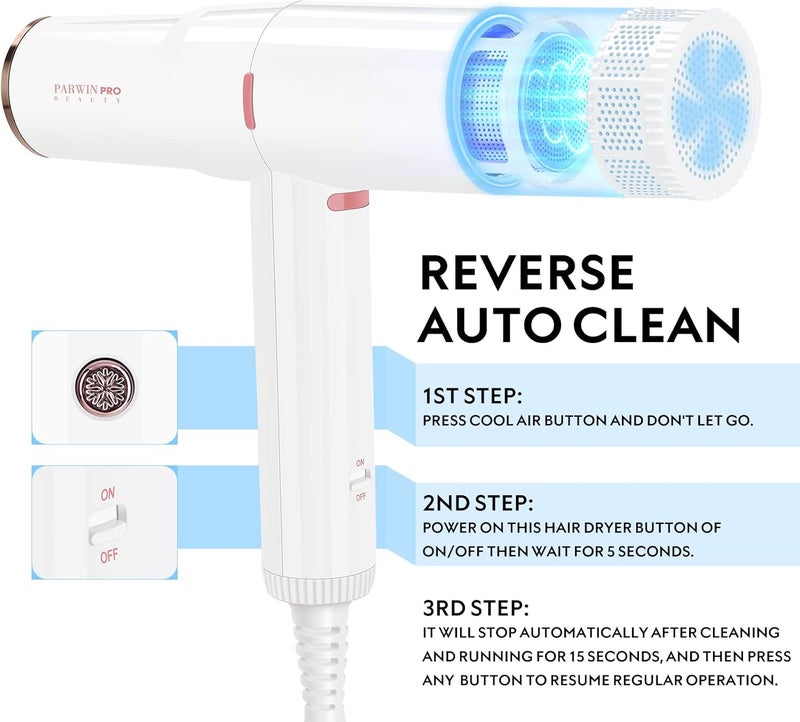 Hair Dryer, Professional Salon Fast Drying Ionic Diffuser Hairdryer for Women and Men, Blow Dryer with Powerful 110.000 RPM Low Noise Brushless Motor for Home, Travel and Gift - Image 4