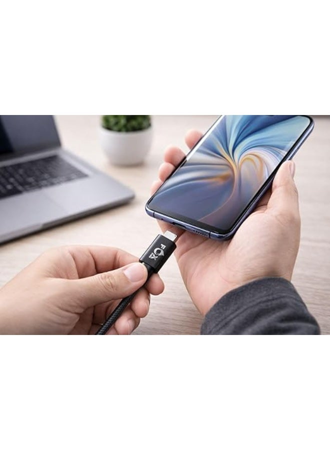 Fox Nylon braided Type-C data cable, 60W fast charging, 1000mm length, model FC-113, 24-month warranty - Image 2