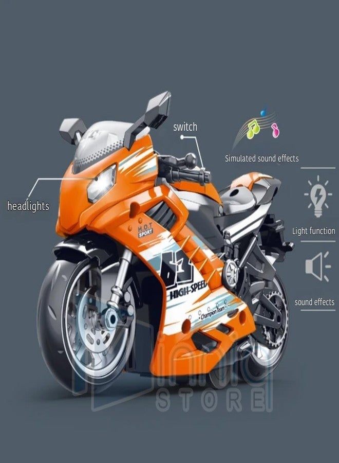 TONIRY Police Motorcycle Toy - Pull Back Motorcycle Toys, Tiny Gift with Music Lighting, Latte Motorcycles Toy for Kids Boys Age 3-8 Year Old [Multicolor] (New Sports Motorcycle-Multicolor) - Image 2