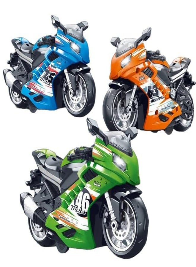 TONIRY Police Motorcycle Toy - Pull Back Motorcycle Toys, Tiny Gift with Music Lighting, Latte Motorcycles Toy for Kids Boys Age 3-8 Year Old [Multicolor] (New Sports Motorcycle-Multicolor) - Image 1