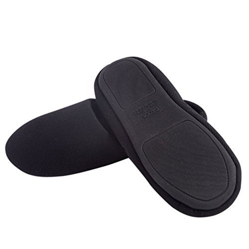 ofoot Women's Non-Slip House Slippers - Lightweight Cotton Memory Foam Indoor Slip-On, Machine Washable & Foldable Travel Design for Home, Yoga, Narrow/Wide Fit Options (2-Black, US 7-8) - Image 2