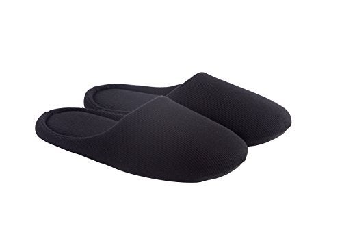 ofoot Women's Non-Slip House Slippers - Lightweight Cotton Memory Foam Indoor Slip-On, Machine Washable & Foldable Travel Design for Home, Yoga, Narrow/Wide Fit Options (2-Black, US 7-8) - Image 1