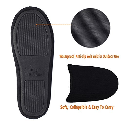 ofoot Women's Non-Slip House Slippers - Lightweight Cotton Memory Foam Indoor Slip-On, Machine Washable & Foldable Travel Design for Home, Yoga, Narrow/Wide Fit Options (2-Black, US 7-8) - Image 4