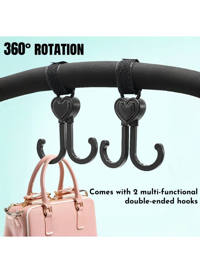 نوفولان حامل أكواب لعربة الأطفال مع منظم للهاتف، تصميم 3 في 1 يحمل كوبين وهاتف واحد، حامل هاتف يدور 360 درجة متوافق مع الهواتف مقاس 4.7-7.2 بوصة، يتضمن خطافين متعددي الوظائف برأسين - Image 3