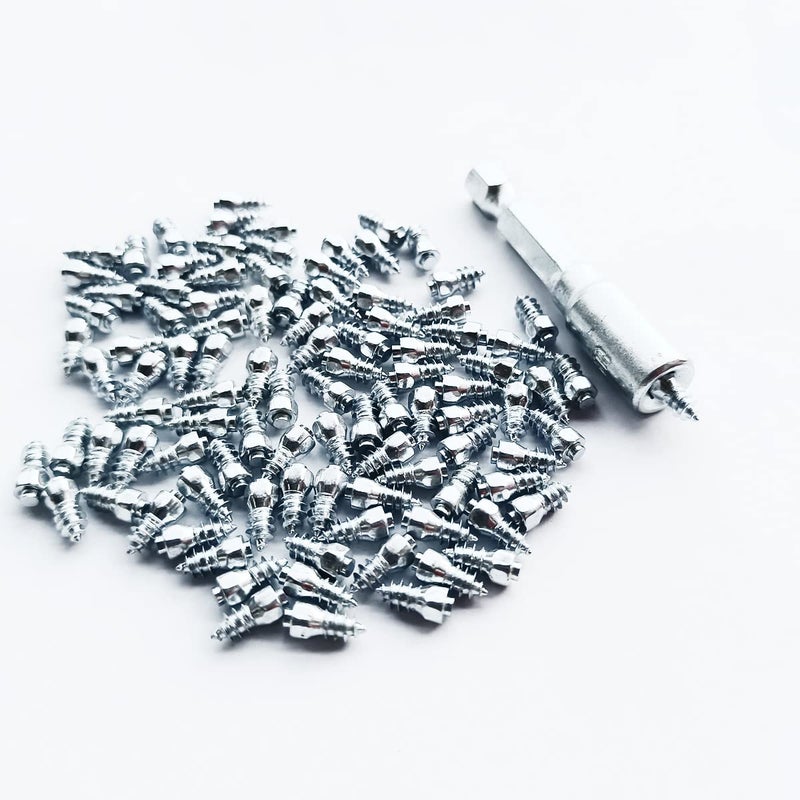 aupartuds 9mm Tire Studs for Boots, 200pcs Carbide Screw Anti-Slip Studs for Bicycle,Winter Shoes,Bike,Motorbike,Reusable Anti-ice Snow Spikes with Installation Sleeve
