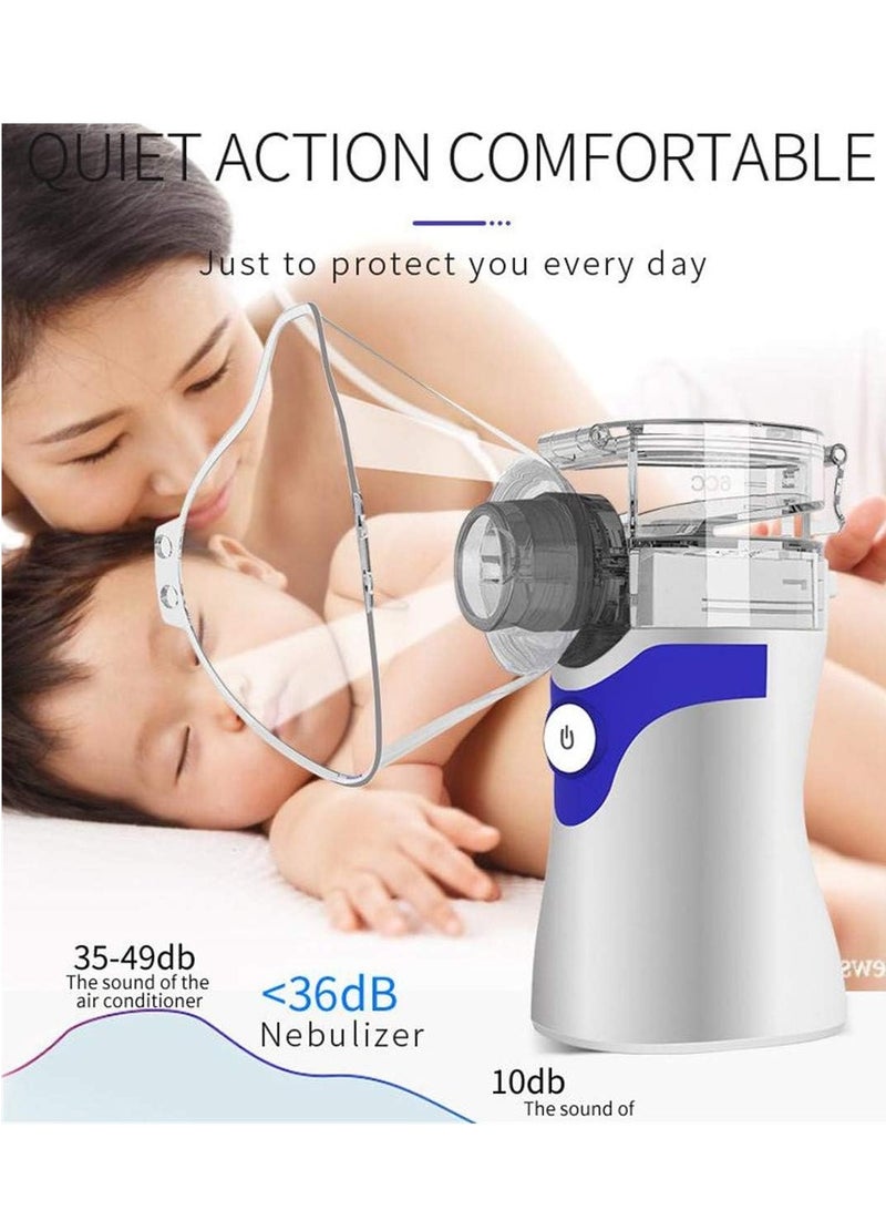 ELTRAZONE Portable Mini Vaporizers Cool Mist Inhaler Handheld Travel Steam Compressor Machine Humidifier for Adults and Kids Mesh Inhalators with Masks (Grey) - Image 3