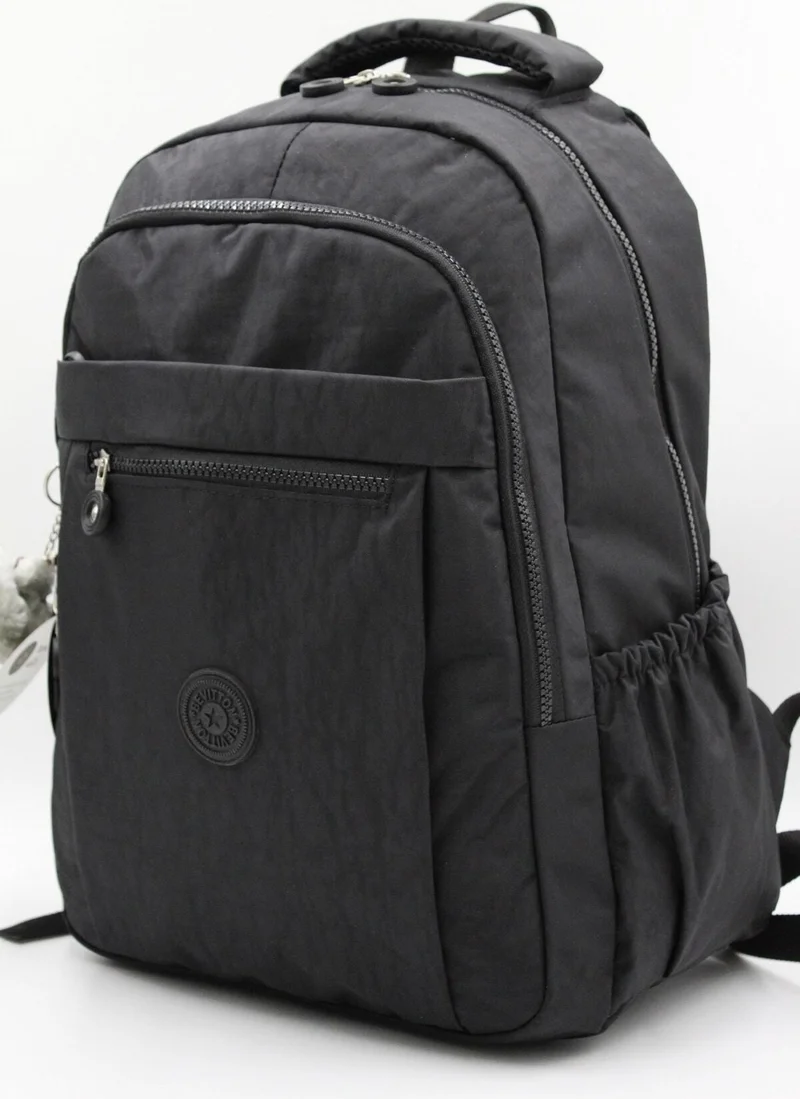 Nikadu Black Color Crinkle Waterproof Fabric Large Size School Backpack Travel Bag / 2300