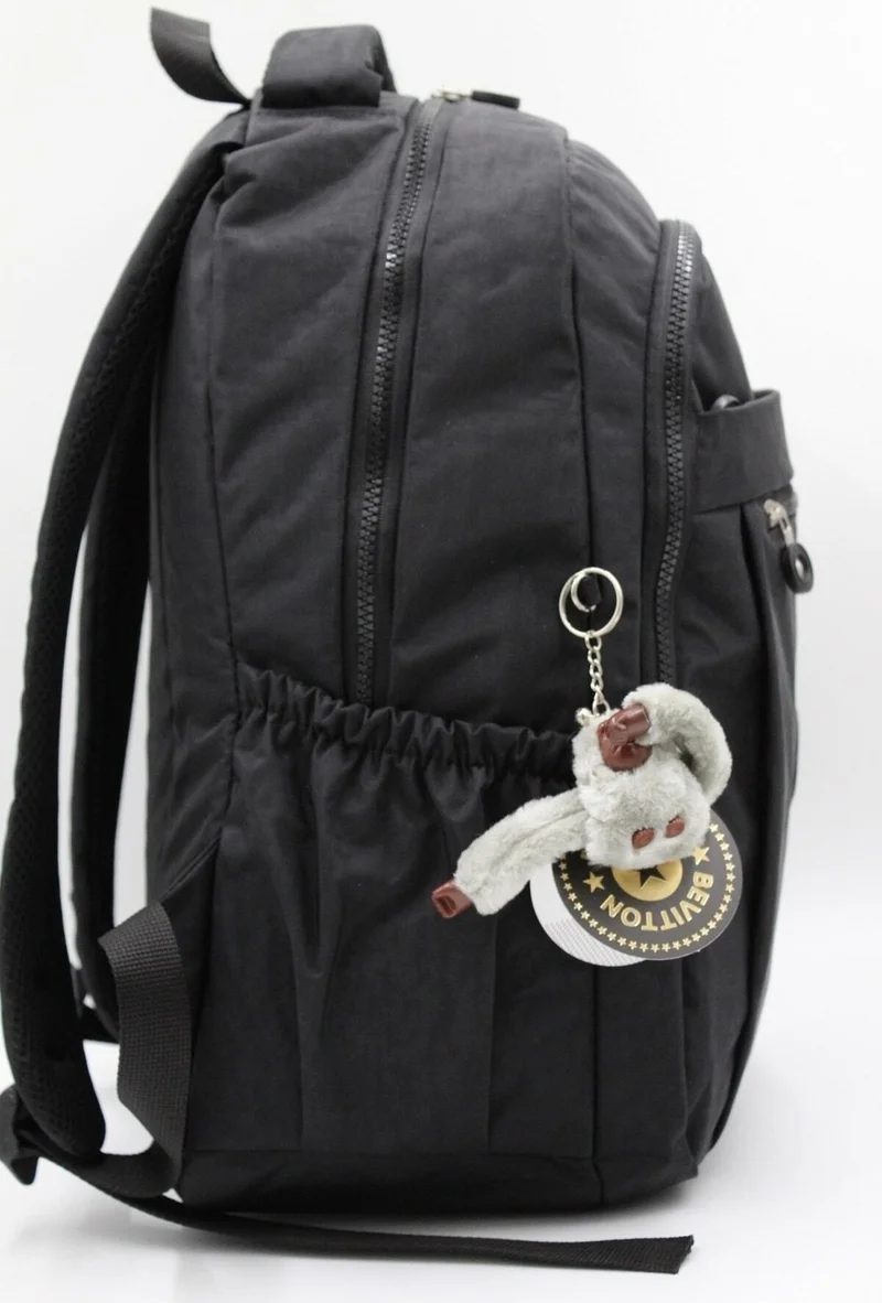 Nikadu Black Color Crinkle Waterproof Fabric Large Size School Backpack Travel Bag / 2300