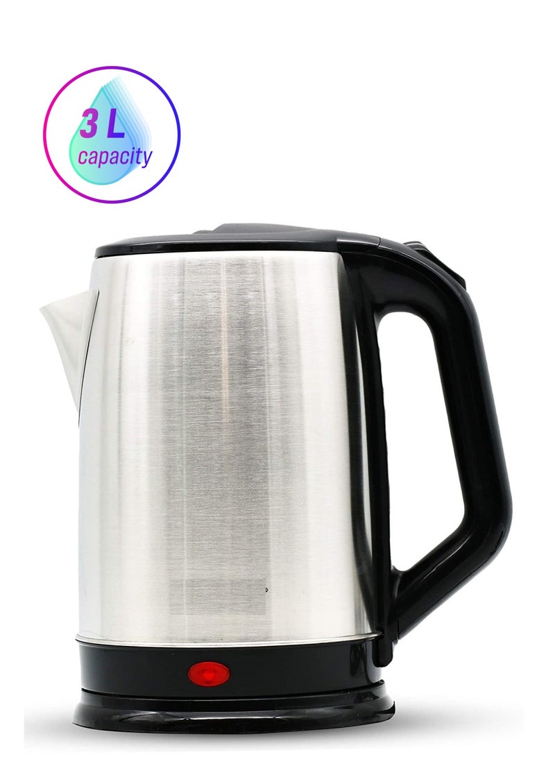 REFURA 3 L Cordless Electric Kettle 2000W RE-11608 - Stainless Steel Kettle w/ Spray Coating, 360-degree Swivel Base, Auto Shutdown, Power On/Off Indicator Light - Image 1