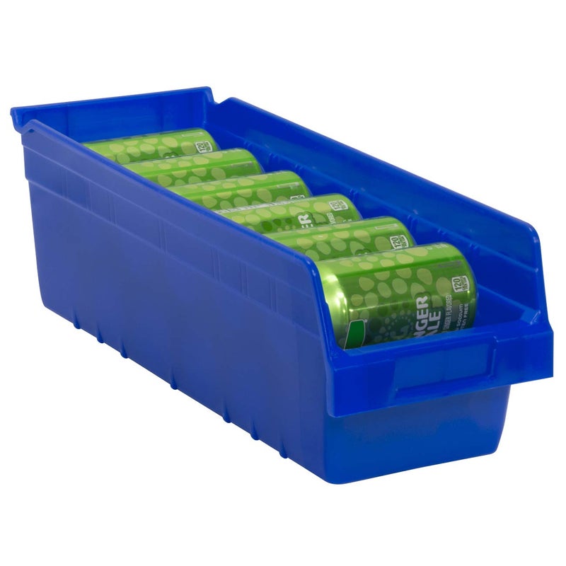 AkroMils 30098 ShelfMax Plastic Nesting Shelf Bin Box 18Inch Length x 675 Inch Width x 6Inch Height Blue 10Pack