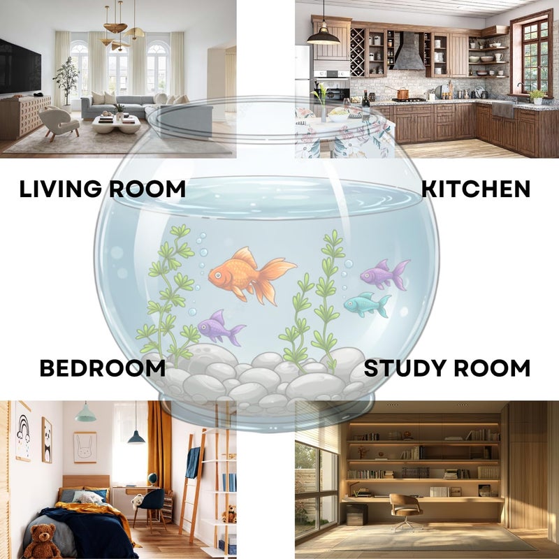 7pets Transparent 4-inch Fish Bowl with Out Neck Collar, Suitable for Small Fish, Plants | Optimum Fish Tank Choice for Office & Home Decor - Image 5