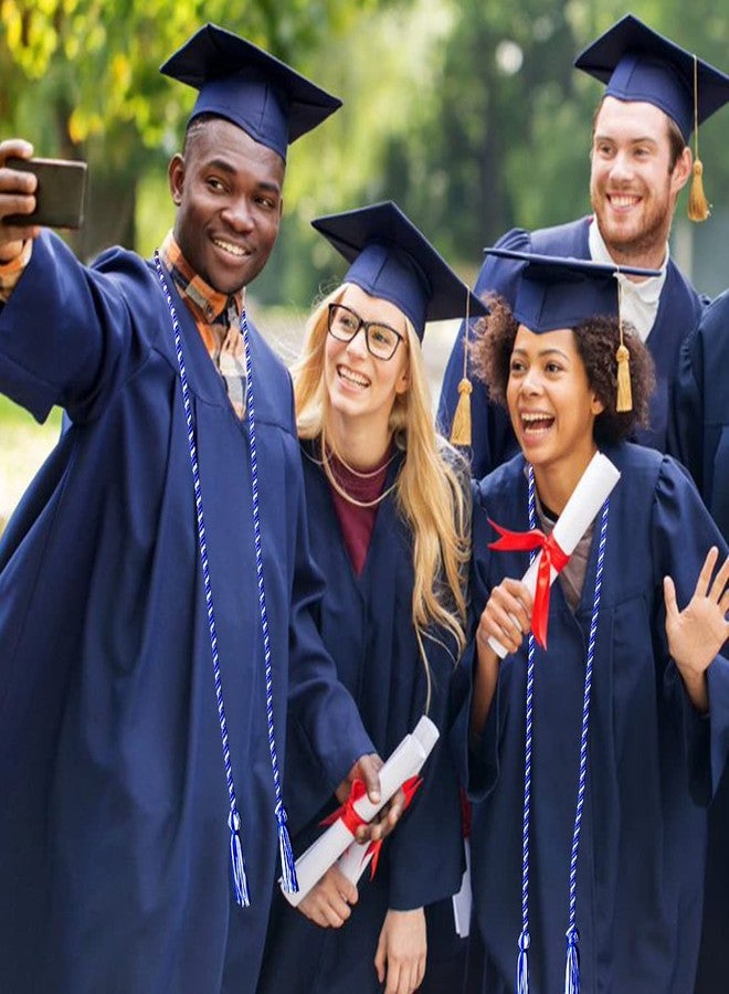 Hidreas حبل تكريم التخرج، مصنوع من خيوط زرقاء ملكية وبيضاء، مزود بشرابة، طوله 67 بوصة، مناسب لحفل التخرج. - Image 5