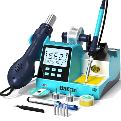 BAKON BK602S 2 in1 Soldering Iron Hot Air Rework Station,Digital Soldering Welding Iron Kit for Electronic DIY Circuit Work, Rapid Heat up Solder Station,Auto Sleep,ºC/ºF Conversion - Image 1