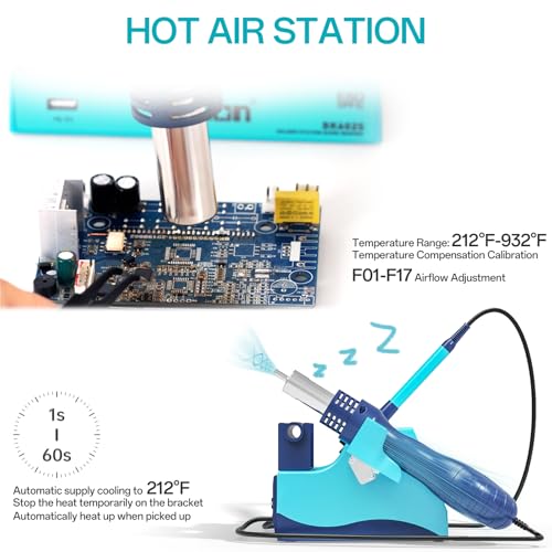 BAKON BK602S 2 in1 Soldering Iron Hot Air Rework Station,Digital Soldering Welding Iron Kit for Electronic DIY Circuit Work, Rapid Heat up Solder Station,Auto Sleep,ºC/ºF Conversion - Image 4
