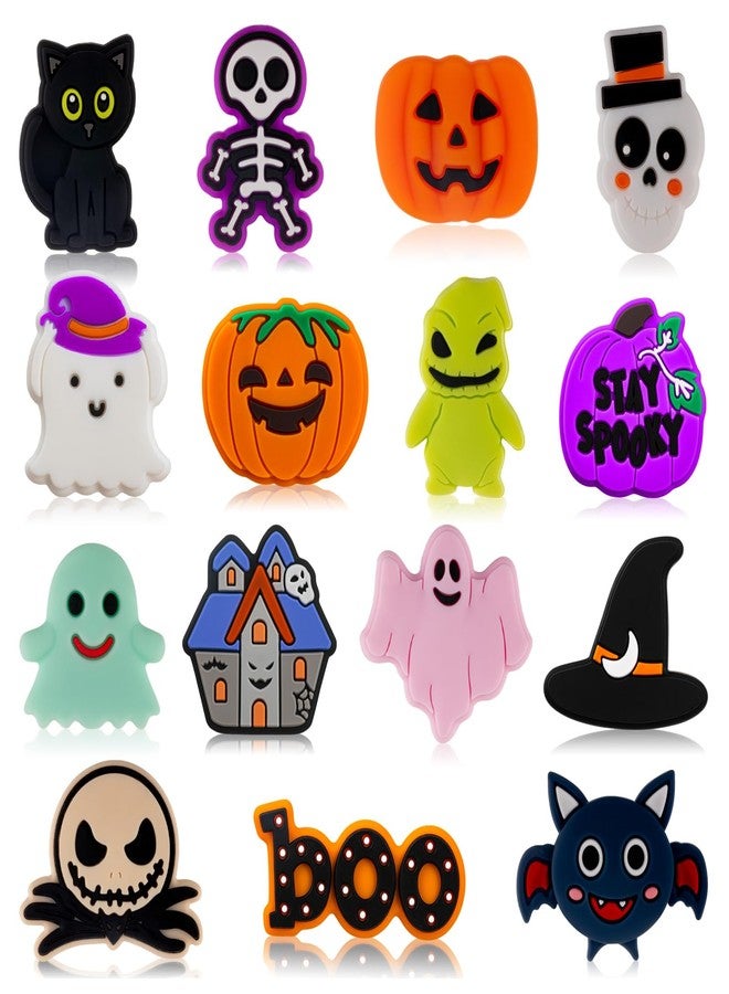 FFNIU 15Pcs Halloween Silicone Beads for Pen, Pumpkin Ghost Focal Beads for Making Keychain Necklace Bracelet Handmade Crafts - Image 1