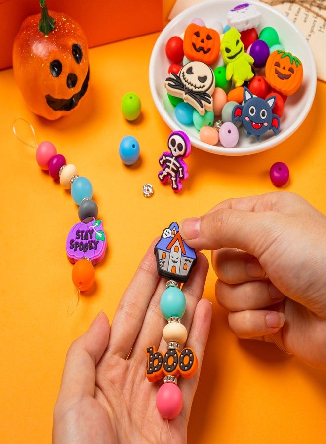 FFNIU 15Pcs Halloween Silicone Beads for Pen, Pumpkin Ghost Focal Beads for Making Keychain Necklace Bracelet Handmade Crafts - Image 5