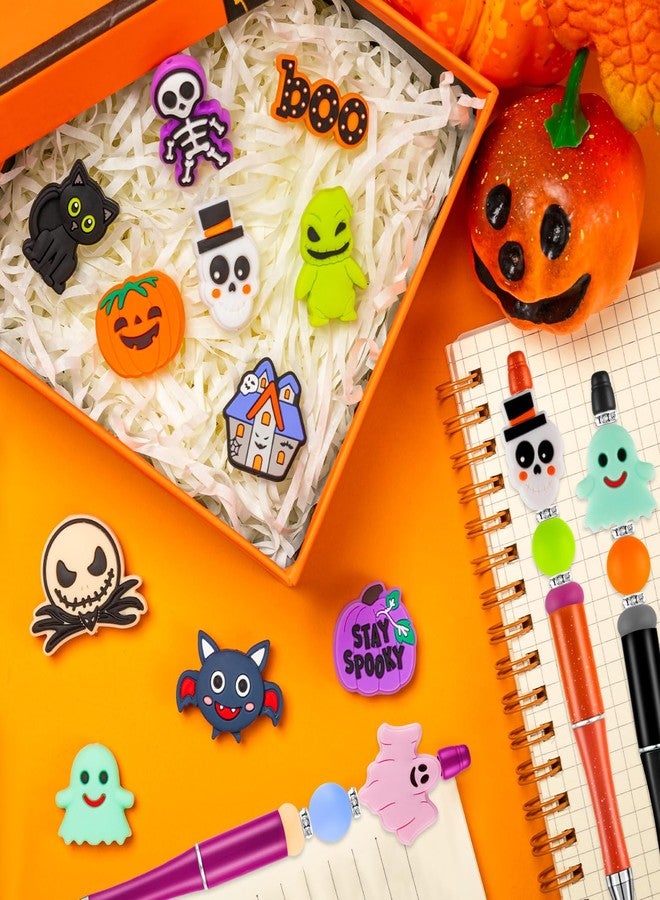 FFNIU 15Pcs Halloween Silicone Beads for Pen, Pumpkin Ghost Focal Beads for Making Keychain Necklace Bracelet Handmade Crafts - Image 2