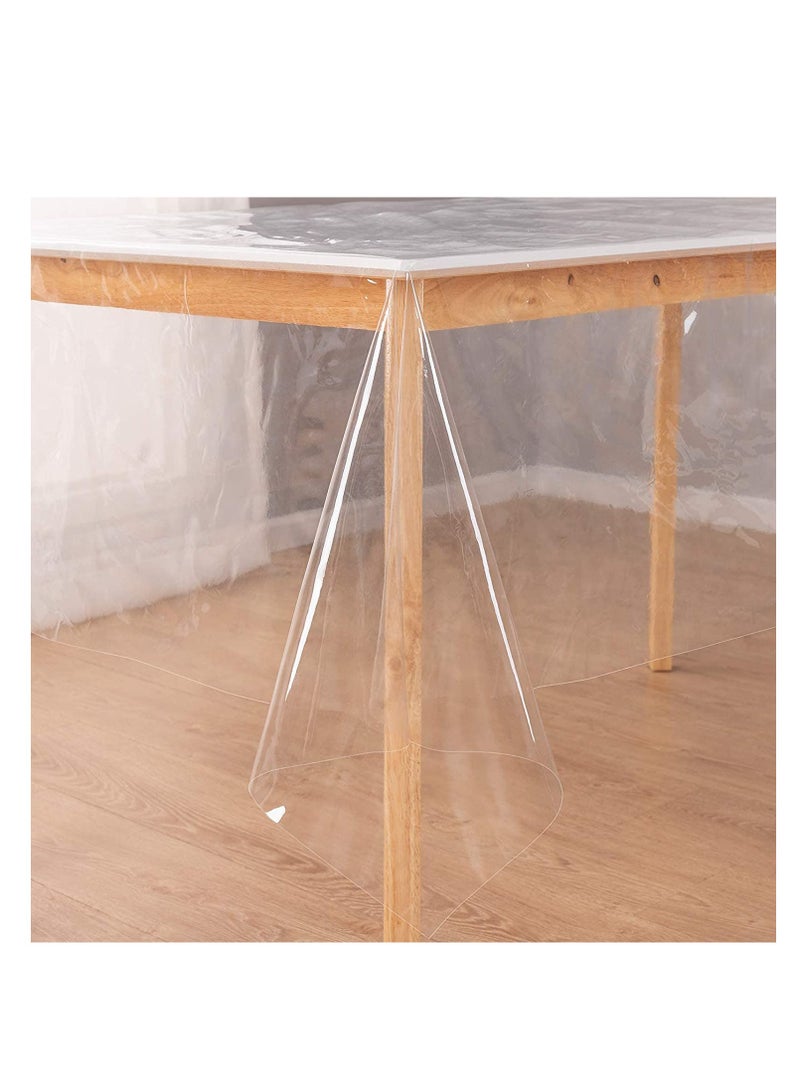 SYOSI Rectangle Vinyl Tablecloth,100% Waterproof Heavy Duty Oil Spill Proof Stain Resistant Plastic PU Table Cover with Flannel Backing for KitchenDiningParties - Image 1