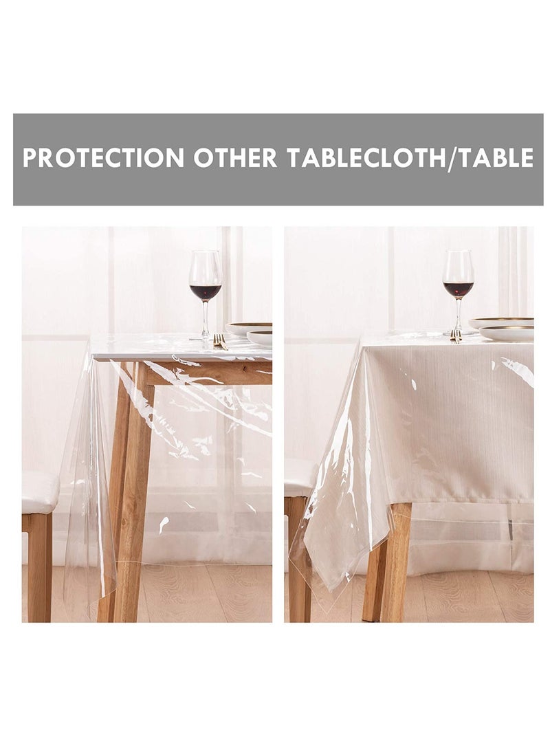 SYOSI Rectangle Vinyl Tablecloth,100% Waterproof Heavy Duty Oil Spill Proof Stain Resistant Plastic PU Table Cover with Flannel Backing for KitchenDiningParties - Image 3