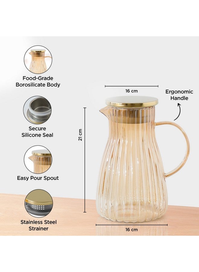 Umai UMAI Borosilicate Glass Water Jug with Airtight Lid (1.5L) | Glass Jar for Water with Handle | Glass Jug for Water | Water Jugs for Dining Table | Detox Water Jar | Water Jar | Diwali Gift  - Image 4