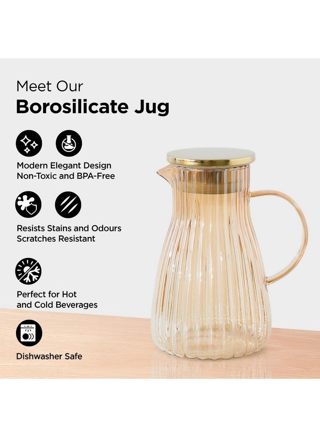 Umai UMAI Borosilicate Glass Water Jug with Airtight Lid (1.5L) | Glass Jar for Water with Handle | Glass Jug for Water | Water Jugs for Dining Table | Detox Water Jar | Water Jar | Diwali Gift  - Image 3