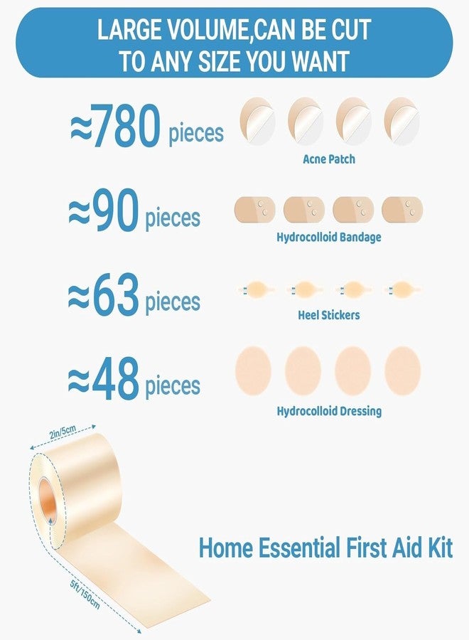 HEVIR Hydrocolloid Roll for Wound & Acne Care – 5cm x 1.5M Cut-to-Size Bandage, Ultra Absorbent Waterproof Self-Adhesive Tape for Blisters, Burns, Skin Protection, First Aid Kit Essential,Medical Grade - Image 2