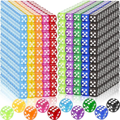 Beieverluck 300 Pieces Colored Dice Bulk Set 14 MM 6 Sided Standard Dices for Classroom Teaching Board Game Playing and Rolling 10 Colors - Image 1