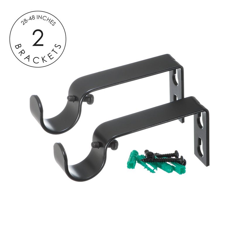 Ivilon عصا ستارة نافذة زخرفية إيفيلون - نهايات مربعة منحوتة، عصا بقطر 1 1/8 بوصة، من 28 إلى 48 بوصة. أسود - Image 2