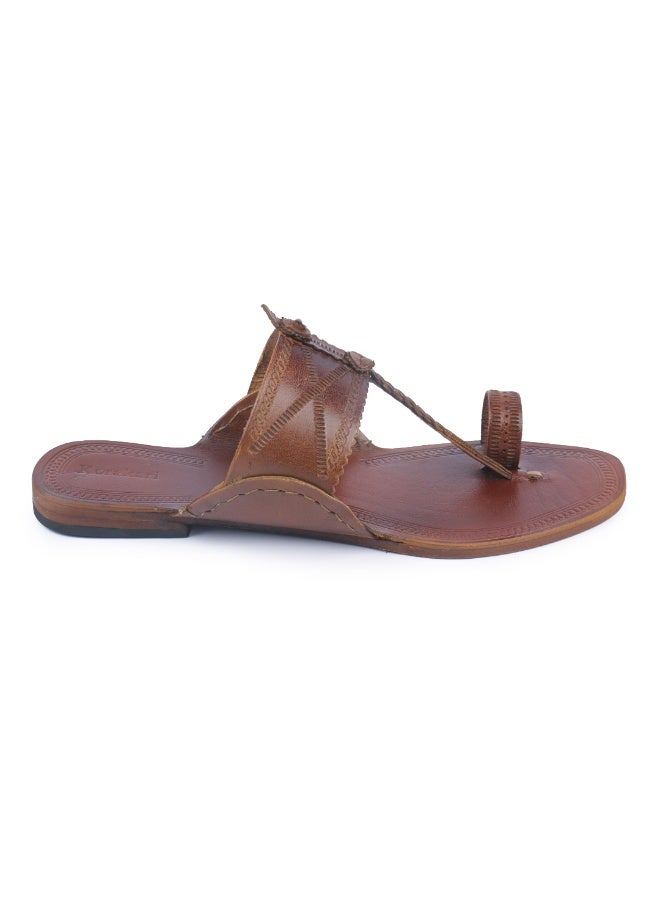 KORAKARI Tan Kolhapuri Chappal for Men - Image 2