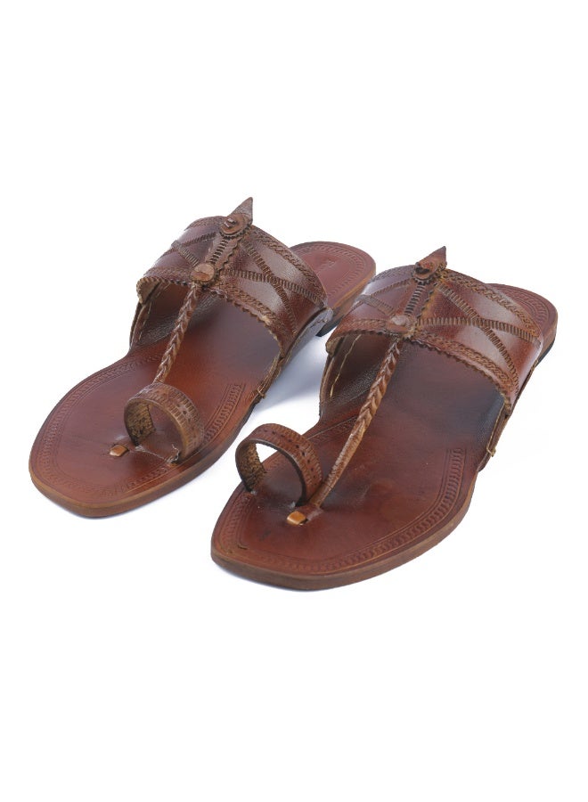 KORAKARI Tan Kolhapuri Chappal for Men - Image 5