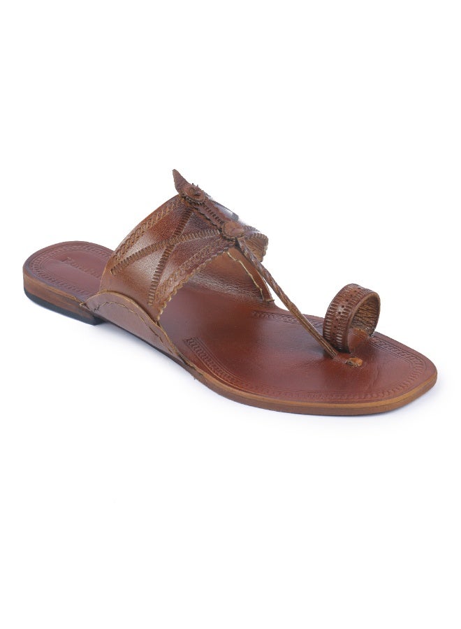 KORAKARI Tan Kolhapuri Chappal for Men - Image 1