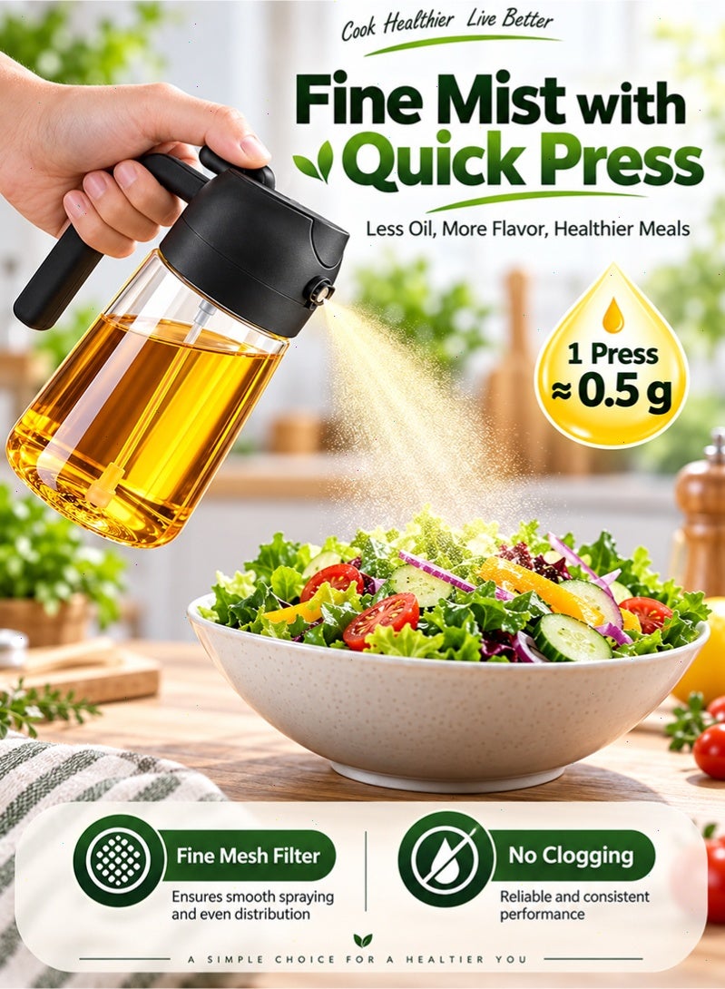 Topyich 2‑in‑1 Oil Sprayer and Dispenser Bottle, 600ml Refillable Food‑Grade Glass Olive Oil Bottle, Anti‑Clog Spray & Pour Dual‑Mode with Ergonomic Handle for Cooking, Salad, Air Fryer, BBQ - Image 5