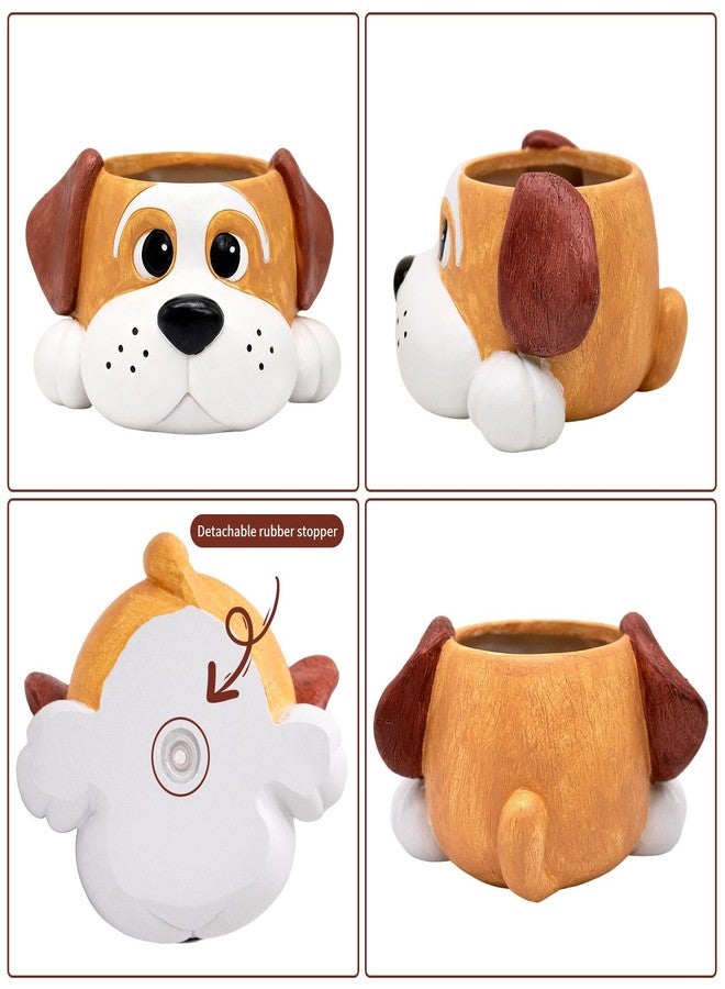 Toparad Dog Resin Planter Pot - Funny Animal Plant Pots for Home Office Decor, Cute Flower Pot with Drainage Hole for Indoor Outdoor Plants, Unique Succulent Pots Gift IdeaI for Plant Lovers - Image 4