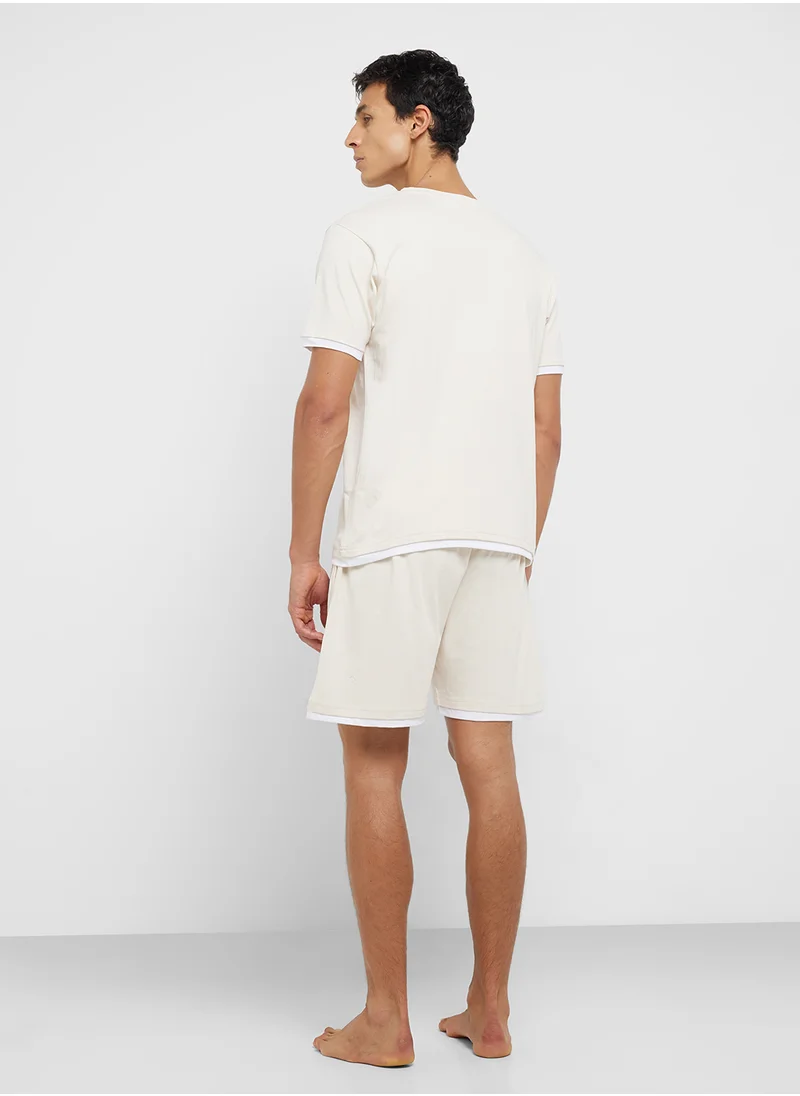 سفنتي فايف Nightwear T-Shirt & Shorts Set