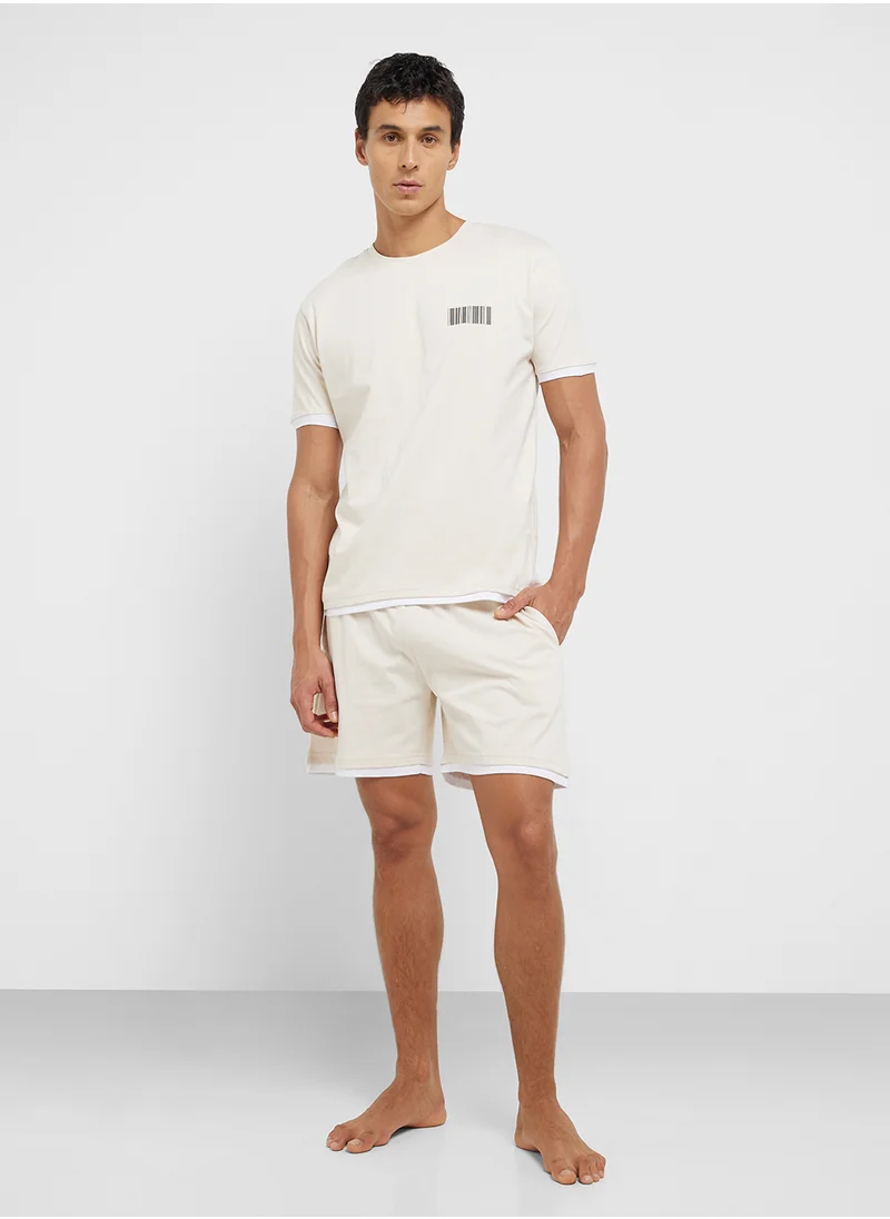 سفنتي فايف Nightwear T-Shirt & Shorts Set