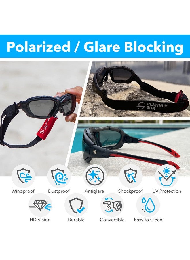Platinum Sun Water Sport Sunglasses Floating Polarized Padded Convertible With Strap For Extreme Sports Jet Ski Goggles Uv - Image 4