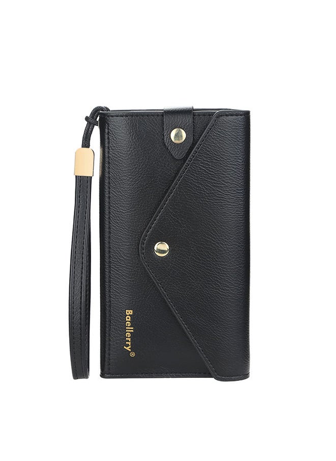 baellerry - Casual Envelop PU Leather Long Wallet Ladies Clutch Card Holder for Women Money Zipper Phone Bag with Strap 18.5 x 10 x 2.5cm - Image 1