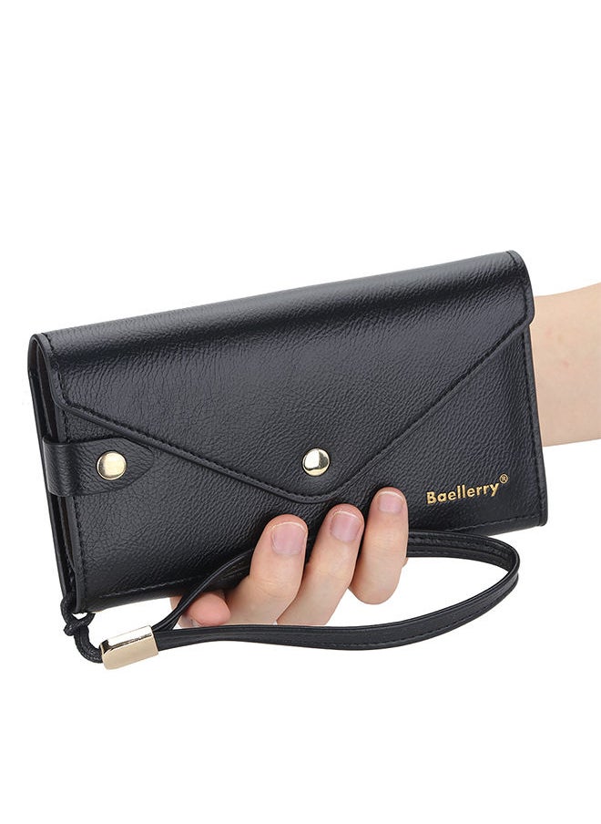 baellerry - Casual Envelop PU Leather Long Wallet Ladies Clutch Card Holder for Women Money Zipper Phone Bag with Strap 18.5 x 10 x 2.5cm - Image 1