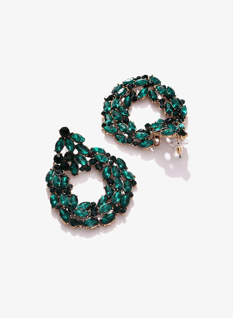 SOHI Green Contemporary Designer Stone Artificial Drop Earring Jewellery