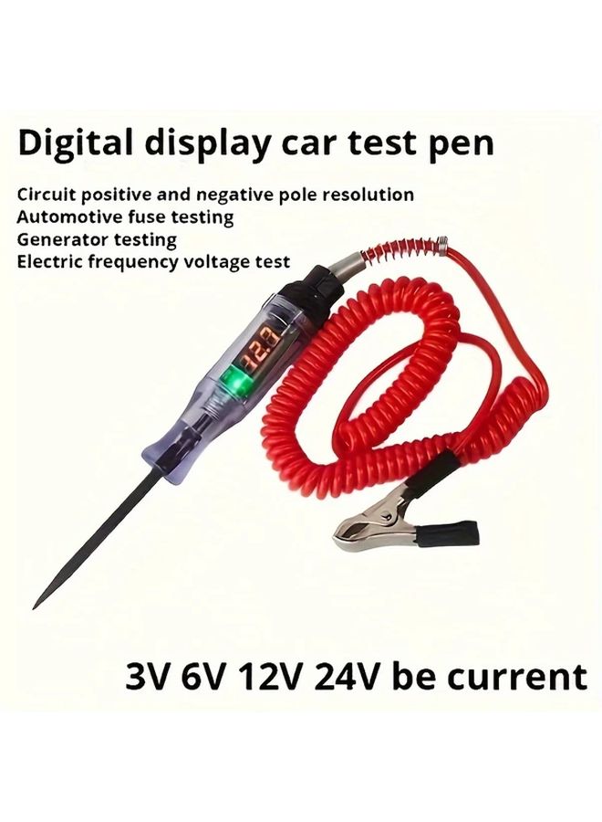 Digital Display Voltage Tester Pen 6V 12V 24V DC Auto Circuit Diagnostic Tool 1pc - Image 1