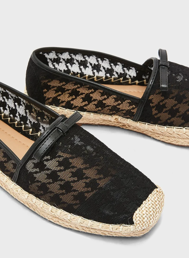 ELLA Sheer Dogtooth Espadrilles Black