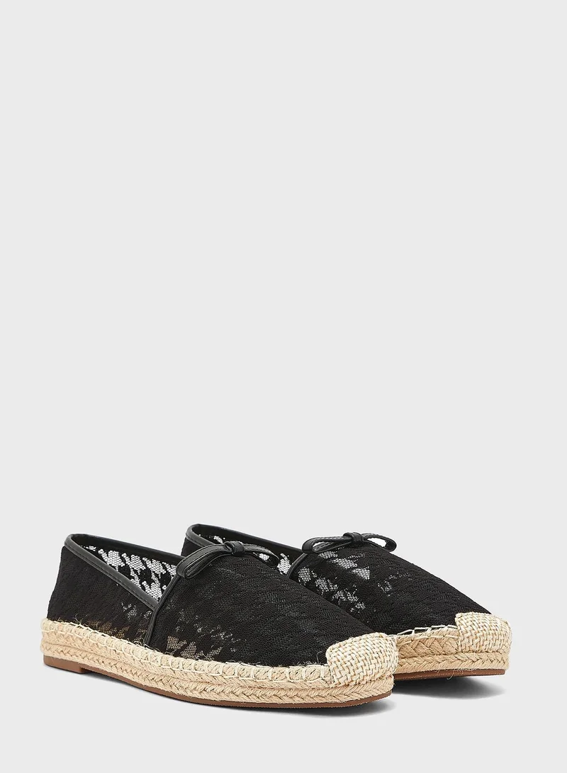 ELLA Sheer Dogtooth Espadrilles Black